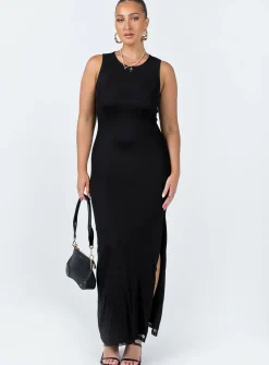 Princess Polly Brenly Mesh Maxi Dress  Black Sale