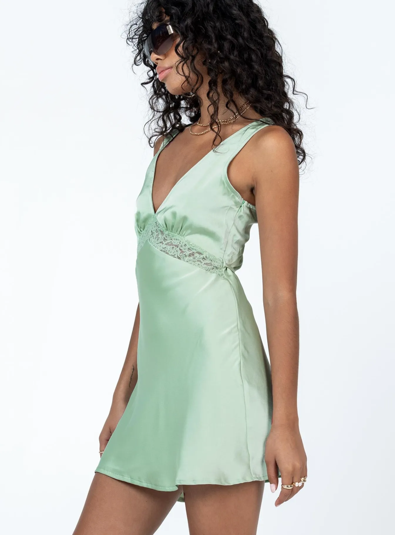 Princess Polly Briannar Mini Dress Sage Cheap
