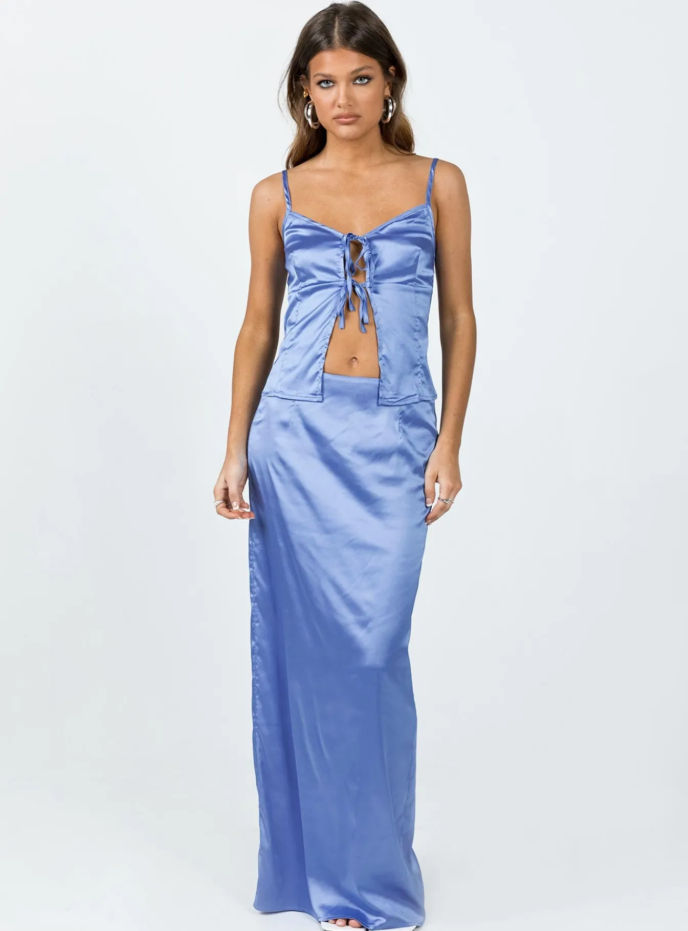 Princess Polly Brianne Maxi Skirt Blue Flash Sale