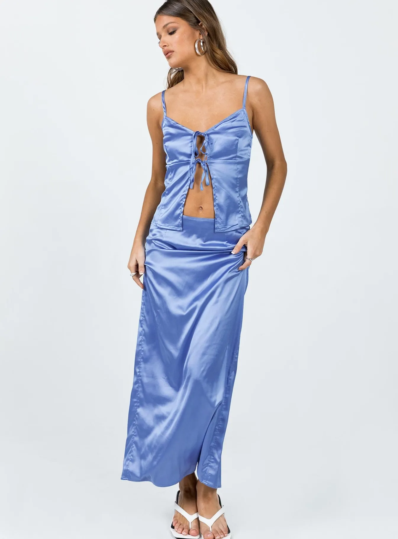 Princess Polly Brianne Maxi Skirt Blue Flash Sale