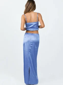 Princess Polly Brianne Maxi Skirt Blue Flash Sale