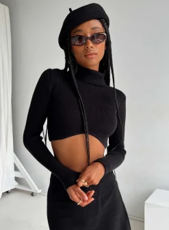 Princess Polly Brier Long Sleeve Turtleneck Top  Black Cheap