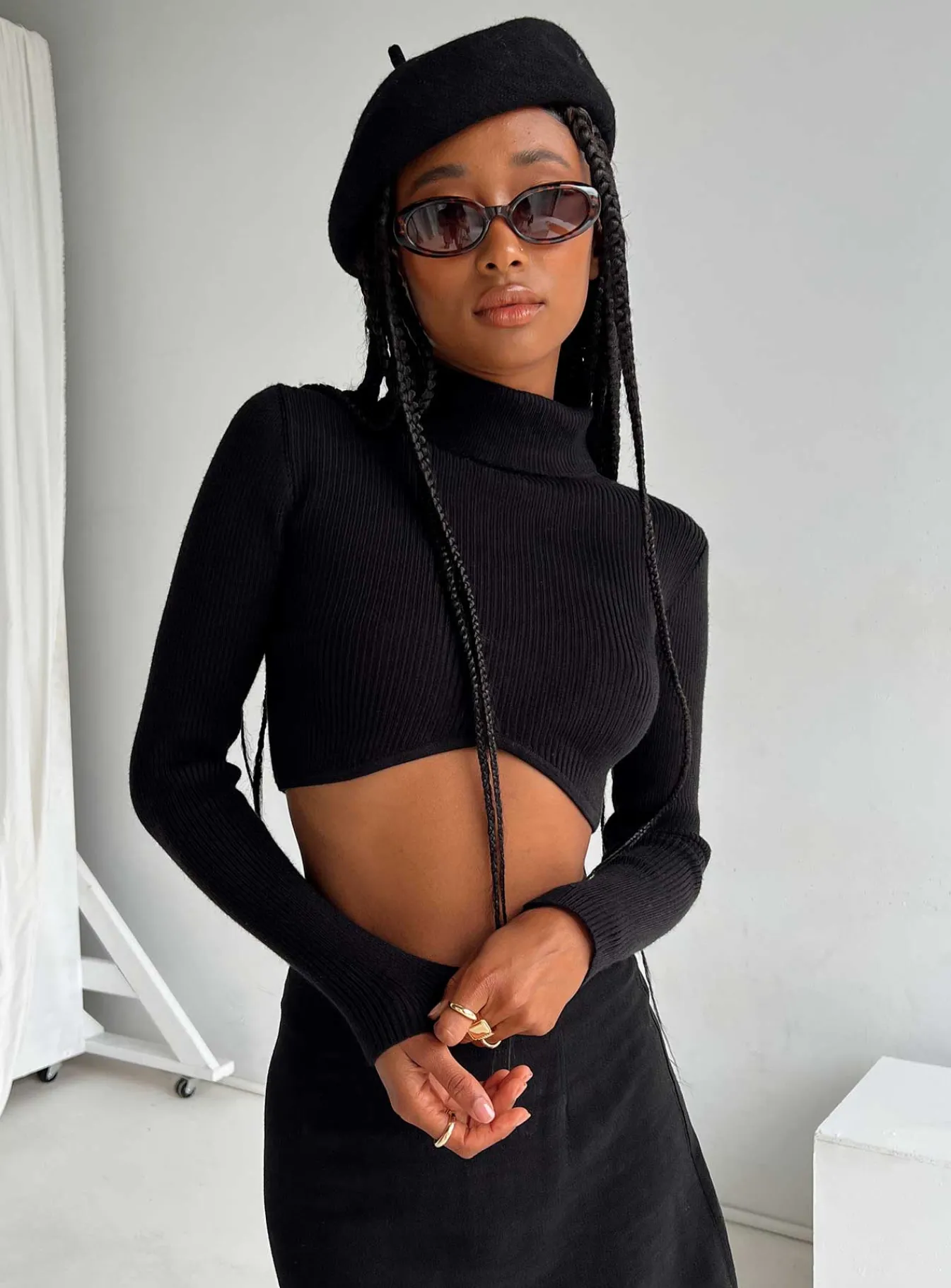 Princess Polly Brier Long Sleeve Turtleneck Top Black Cheap