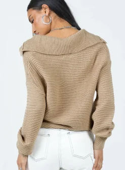 Princess Polly Brihni Oversized Knit Sweater  Beige Flash Sale