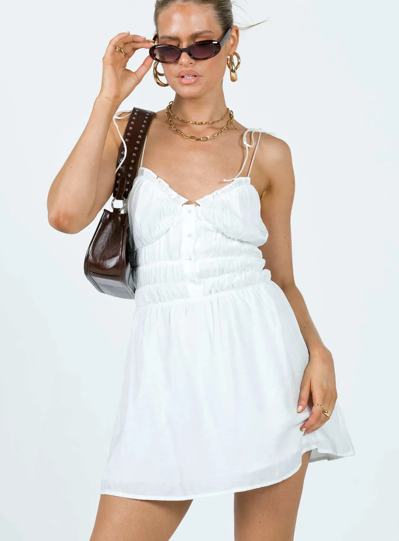 Princess Polly Briley Mini Dress White Clearance