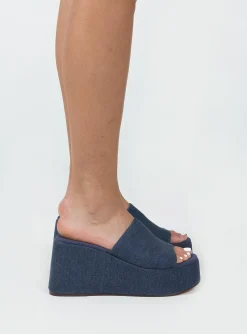 Princess Polly Broca Platform Sandal Dark Denim Shop