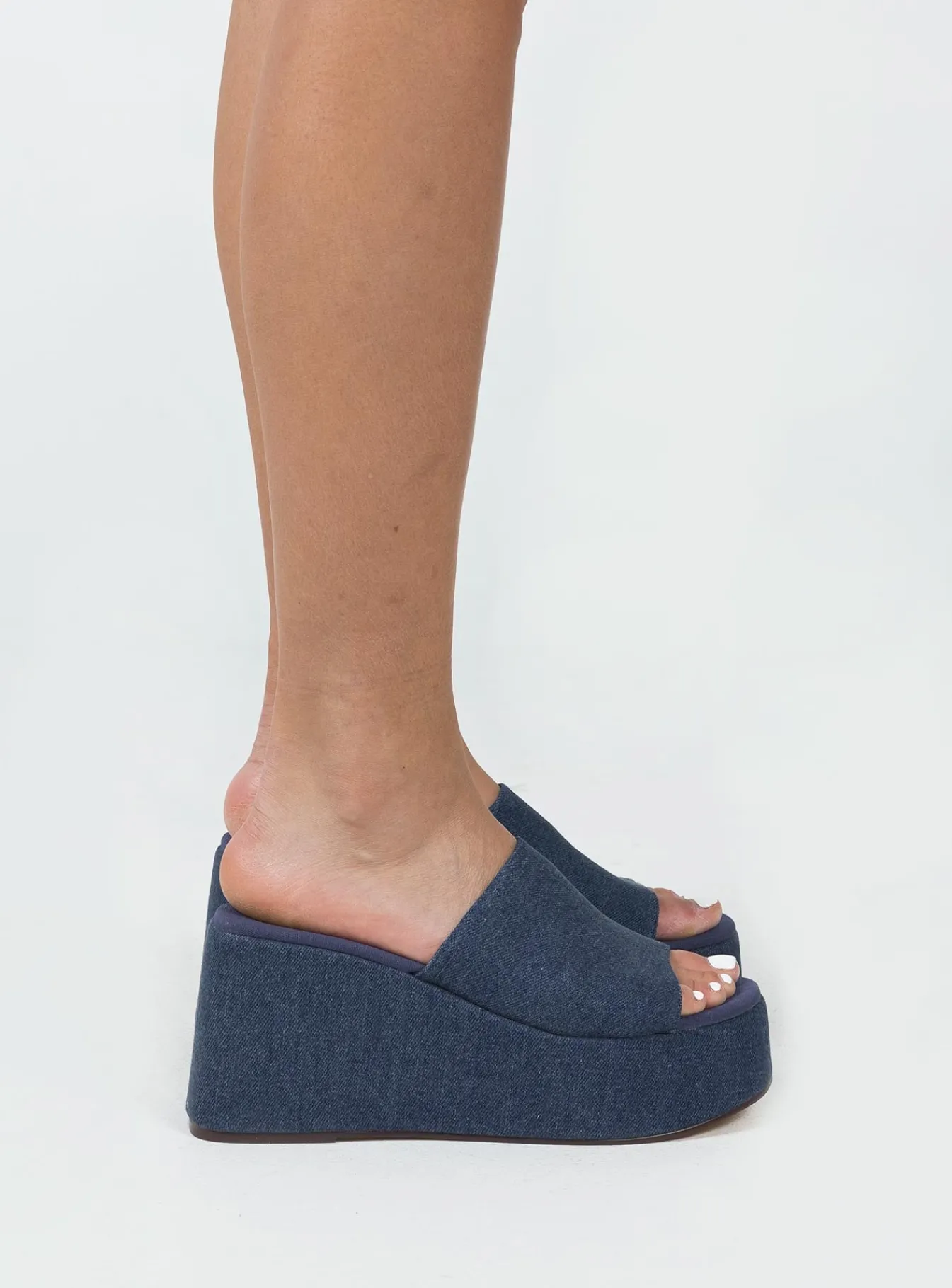 Princess Polly Broca Platform Sandal Dark Denim Shop