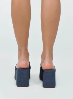 Princess Polly Broca Platform Sandal Dark Denim Shop