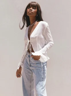 Princess Polly Brody Long Sleeve Top White New
