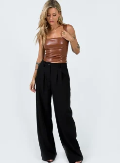 Princess Polly Brumby Pu Top Brown Outlet