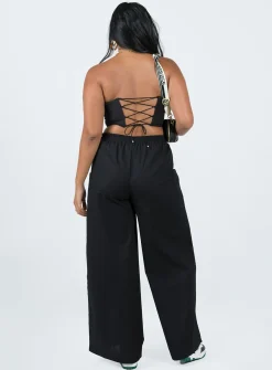 Princess Polly Brunie Pants Black Hot