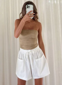 Princess Polly Brunie Shorts  White Store