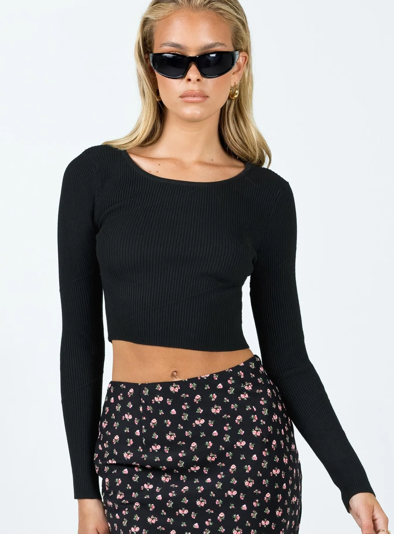 Princess Polly Brunz Long Sleeve Top Black New