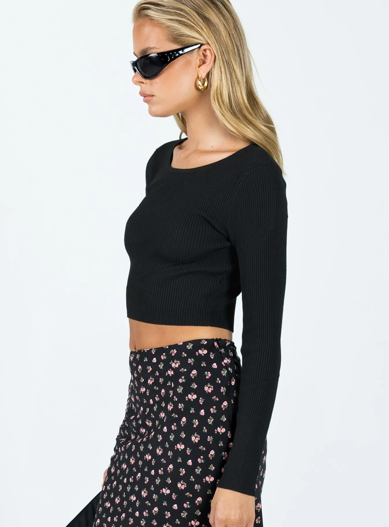 Princess Polly Brunz Long Sleeve Top Black New