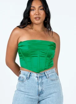 Princess Polly Buckner Strapless Top  Green Best