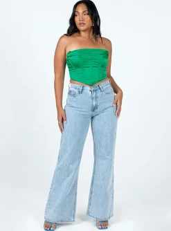 Princess Polly Buckner Strapless Top  Green Best