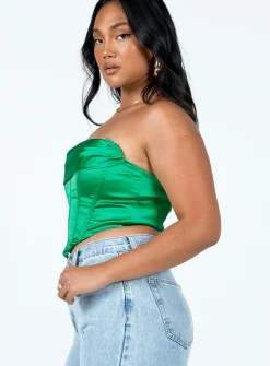 Princess Polly Buckner Strapless Top  Green Best