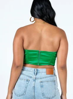 Princess Polly Buckner Strapless Top  Green Best