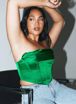 Princess Polly Buckner Strapless Top  Green Best