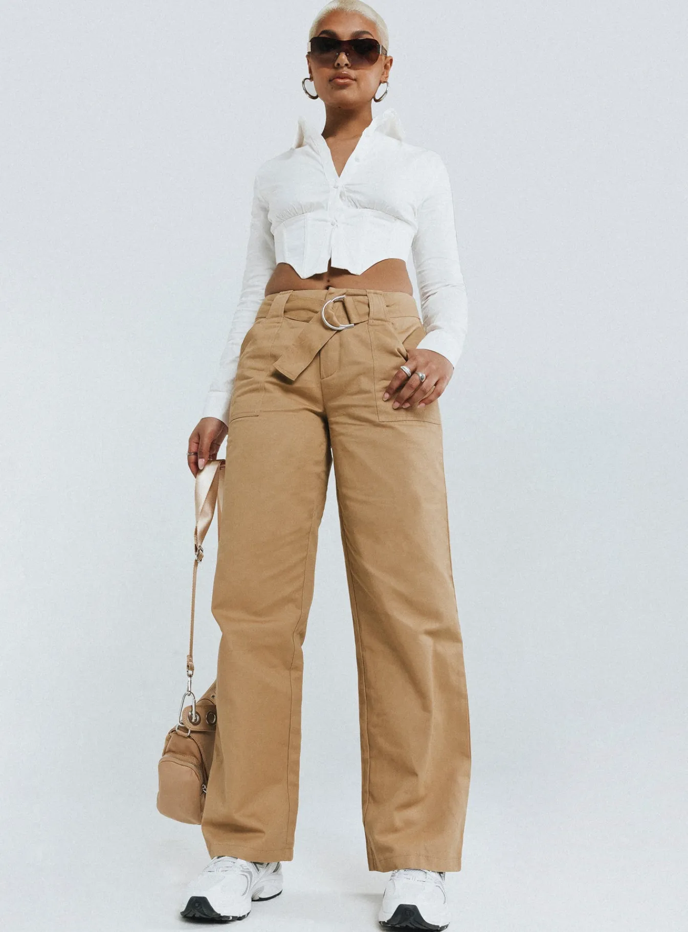 Princess Polly Burdem Low Waist Pants Camel Brown Cheap
