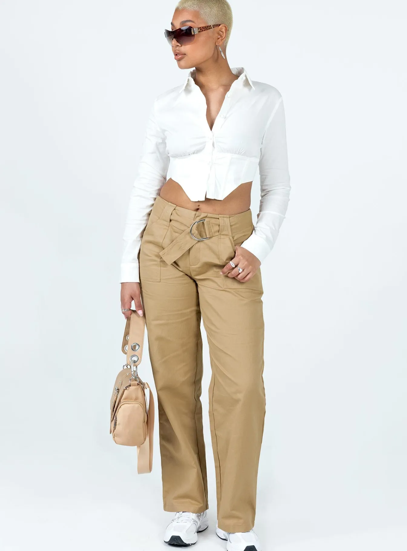 Princess Polly Burdem Low Waist Pants Camel Brown Cheap