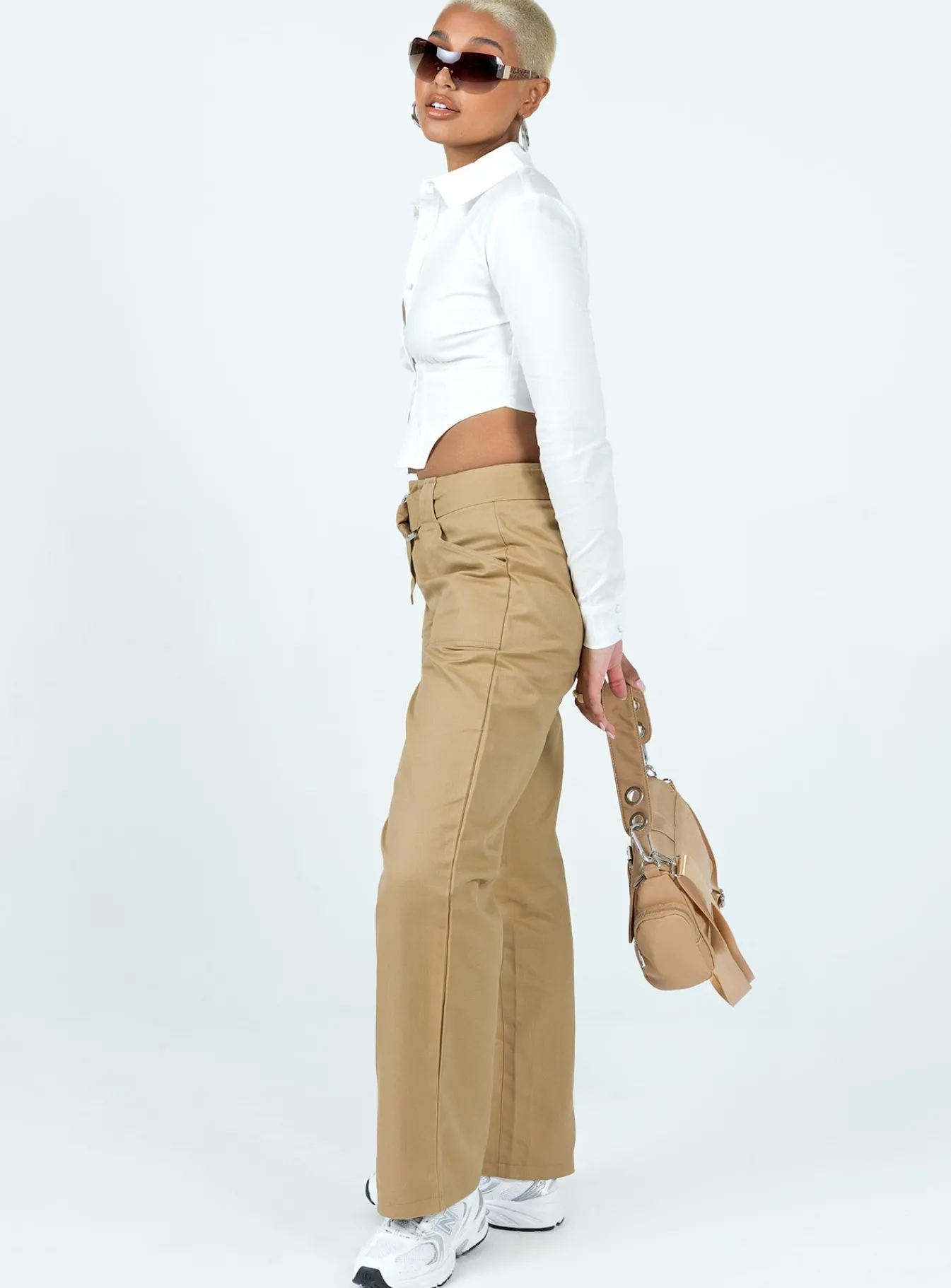 Princess Polly Burdem Low Waist Pants Camel Brown Cheap
