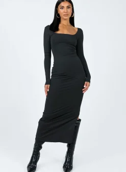 Princess Polly Burlington Long Sleeve Maxi Dress  Black Cheap