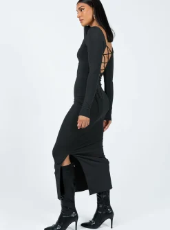 Princess Polly Burlington Long Sleeve Maxi Dress  Black Cheap