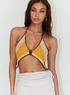 Princess Polly Butterfly Crochet Top Orange Best Sale