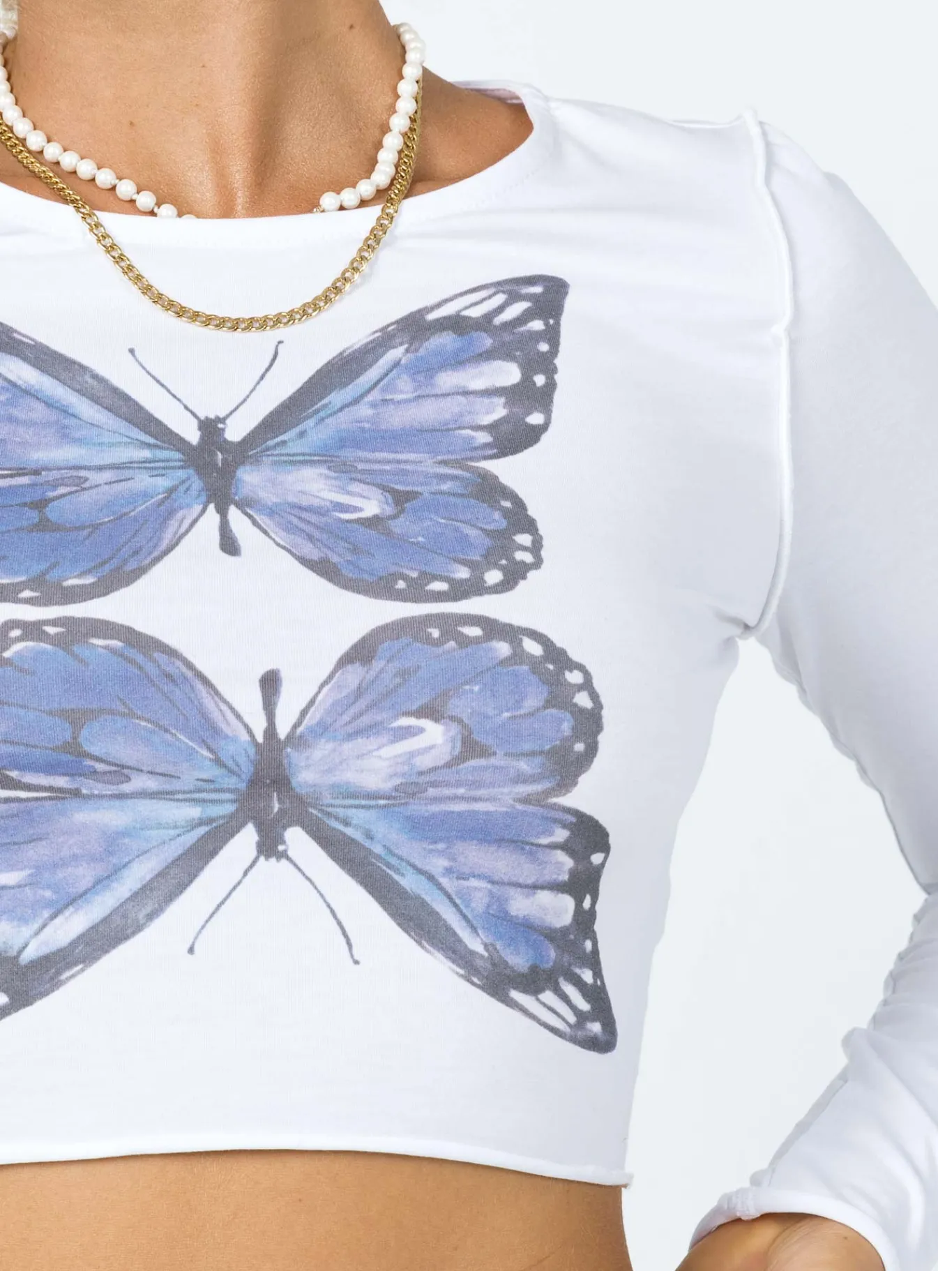 Princess Polly Butterfly Long Sleeve Top White Best Sale