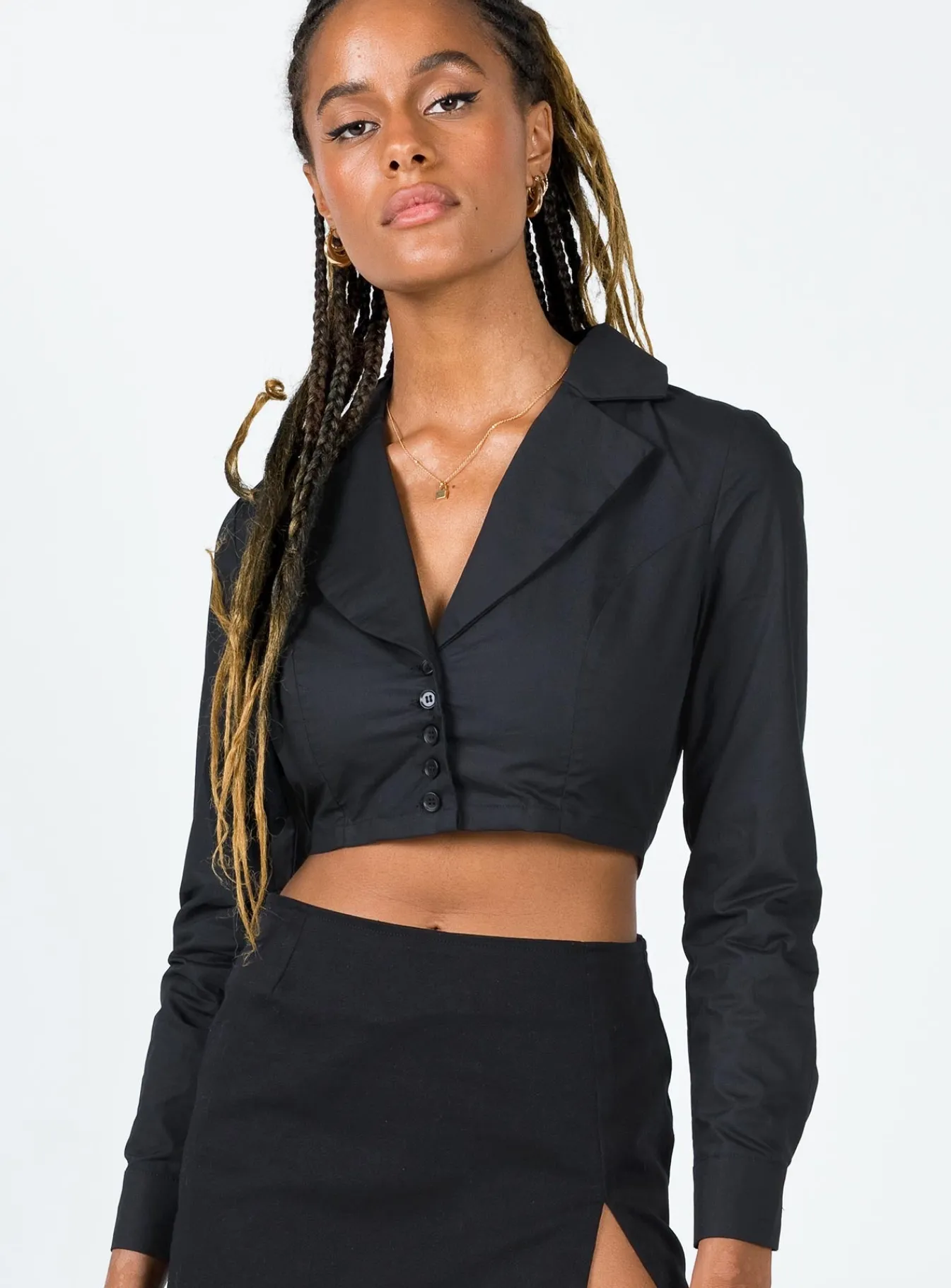 Princess Polly Byredo Cropped Blazer Black Shop