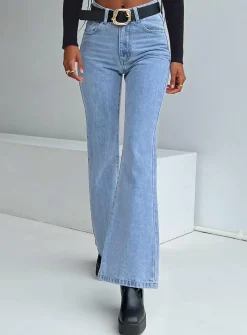 Princess Polly Cabarita Lounge Denim Jeans  Mid Wash Sale