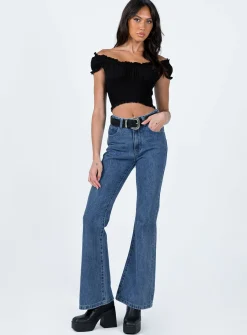 Princess Polly Cabarita Lounge Denim Jeans  Dark Wash Cheap