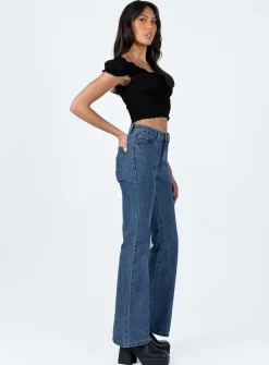 Princess Polly Cabarita Lounge Denim Jeans  Dark Wash Cheap
