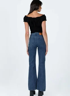 Princess Polly Cabarita Lounge Denim Jeans  Dark Wash Cheap