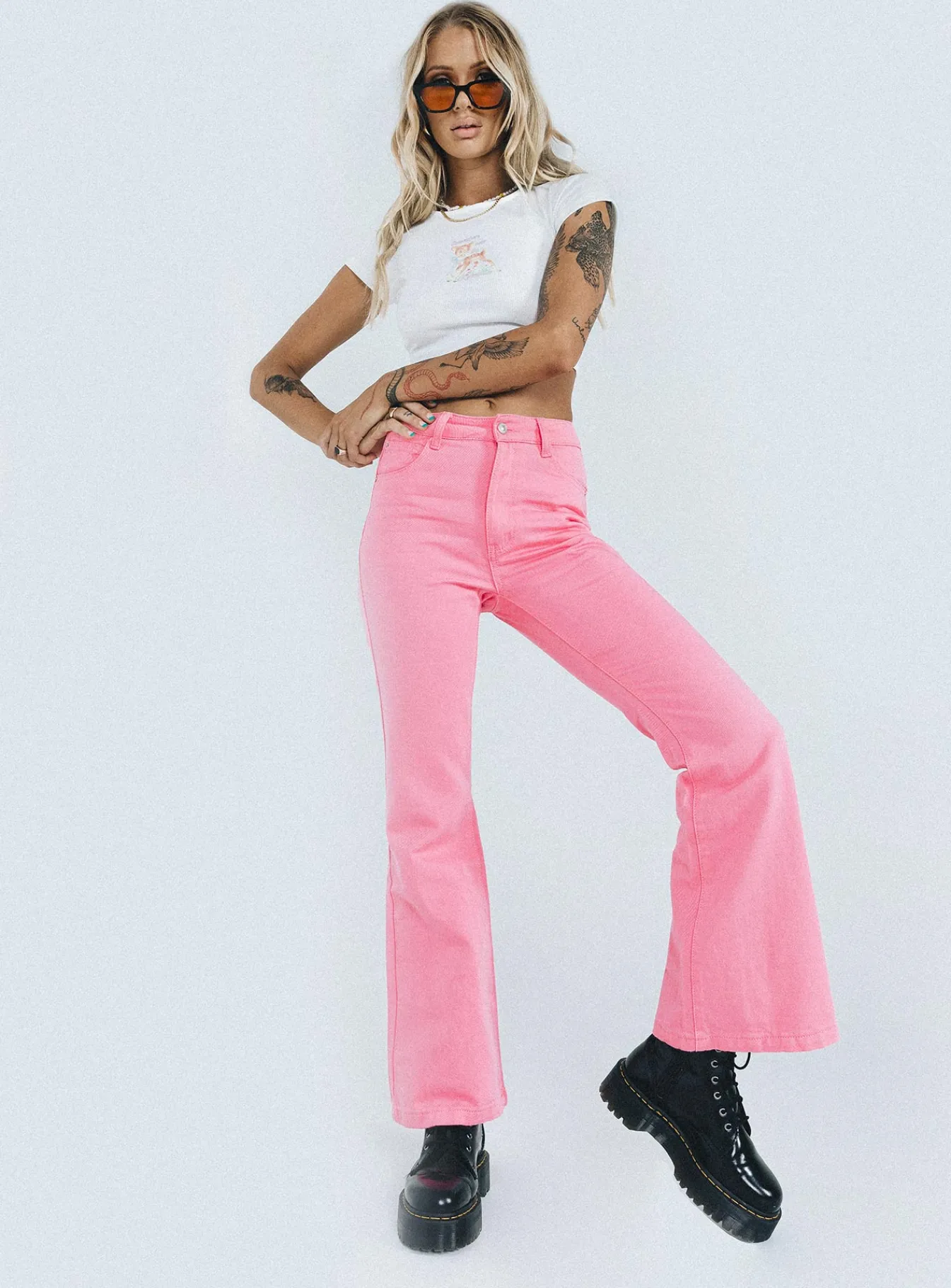 Princess Polly Cabarita Lounge Denim Jeans Pink Flash Sale