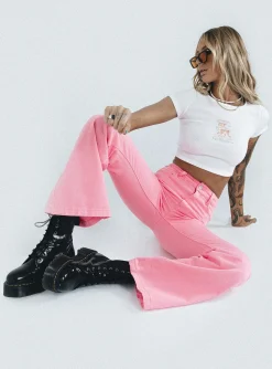 Princess Polly Cabarita Lounge Denim Jeans  Pink Flash Sale