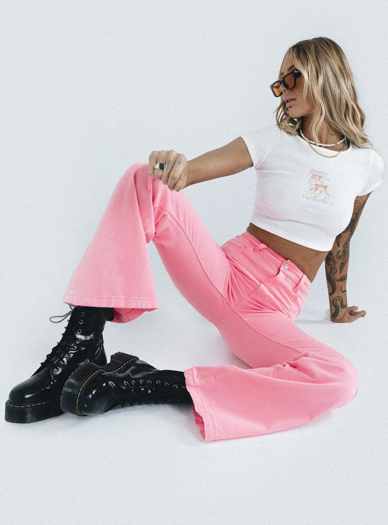 Princess Polly Cabarita Lounge Denim Jeans Pink Flash Sale