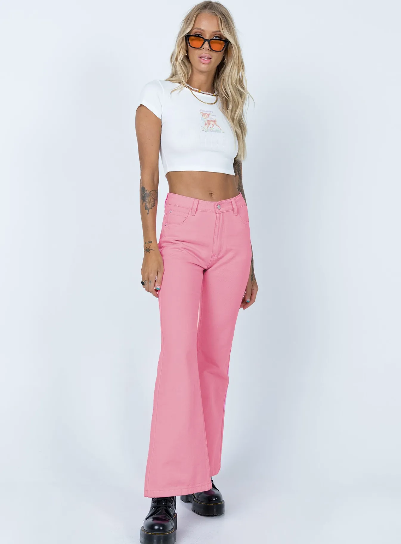 Princess Polly Cabarita Lounge Denim Jeans Pink Flash Sale
