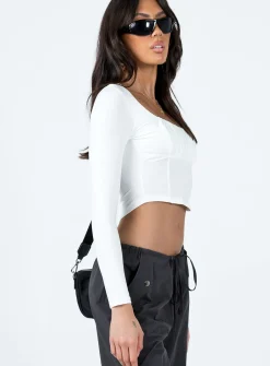Princess Polly Cahill Long Sleeve Top  White Shop
