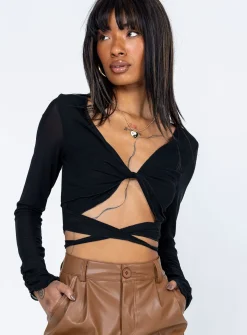 Princess Polly Caiden Long Sleeve Top  Black Best
