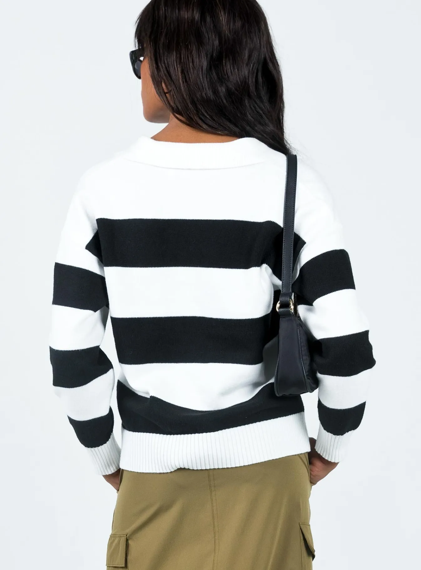 Princess Polly Caird Polo Sweater Black/White New