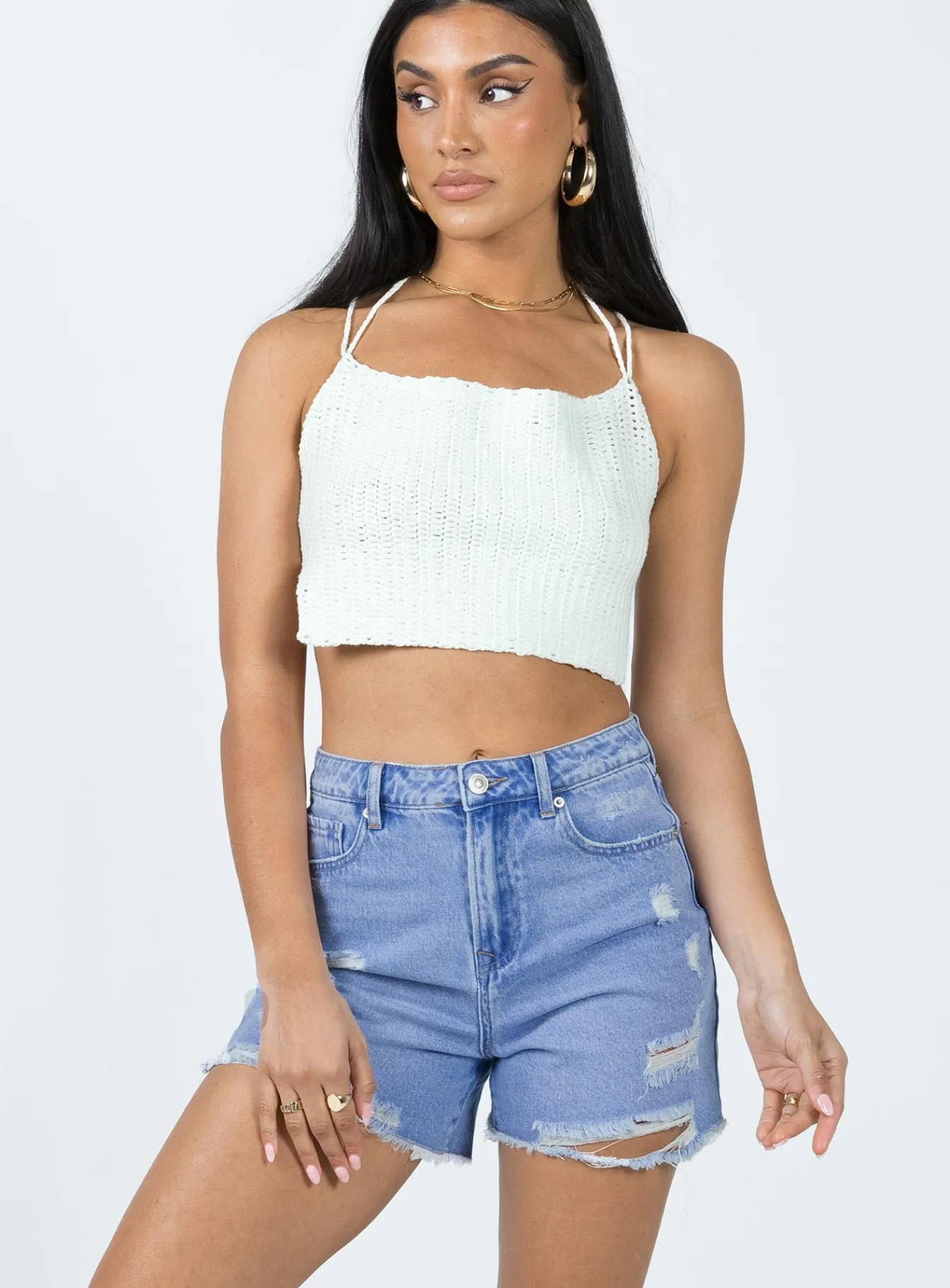 Princess Polly Cairo Rippedshorts Denim Cheap