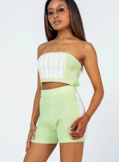 Princess Polly Cal Cable Knit Shorts Green Flash Sale