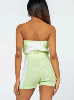 Princess Polly Cal Cable Knit Shorts Green Flash Sale