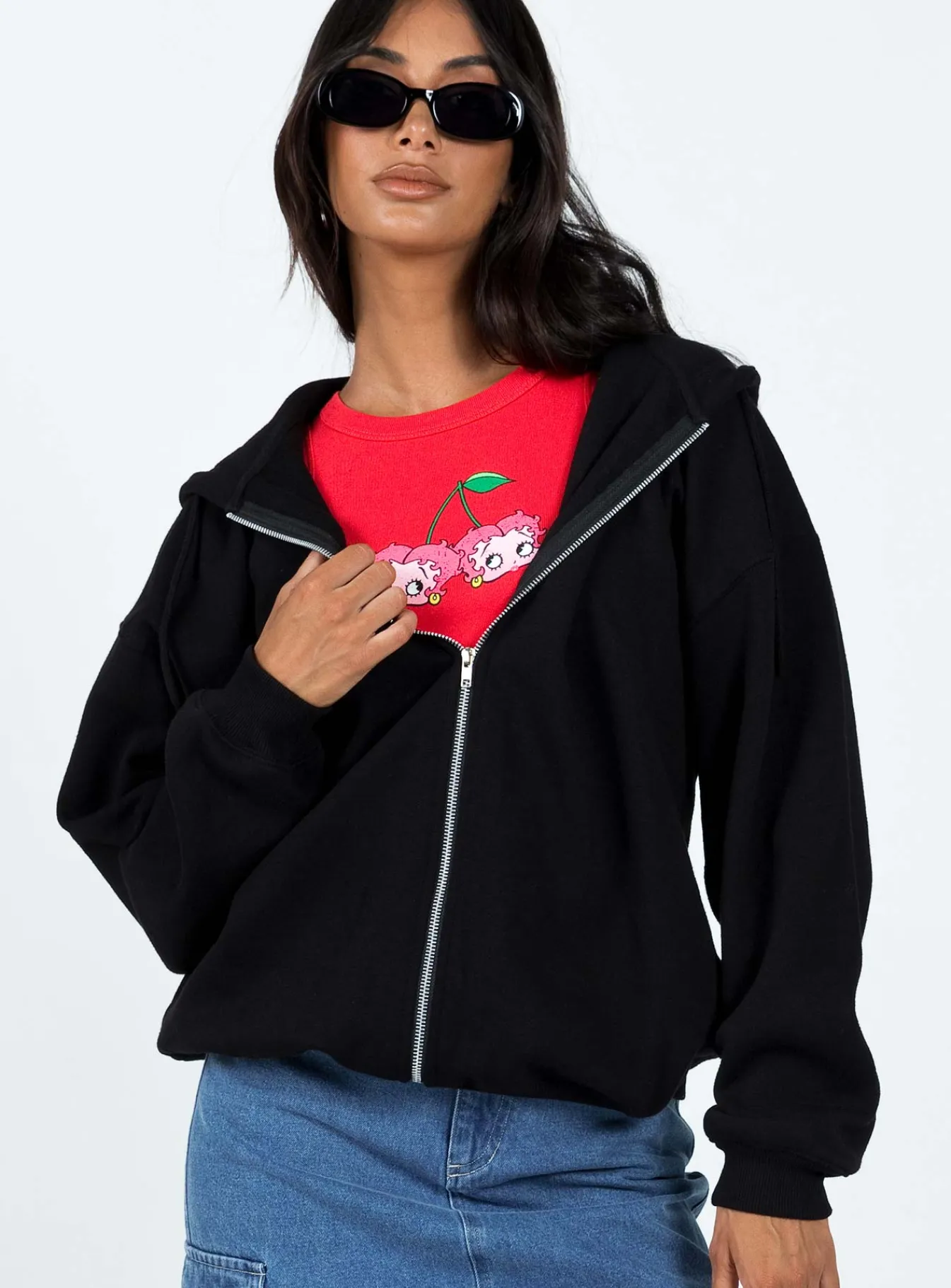 Princess Polly Calder Zip Hoodie Black Best