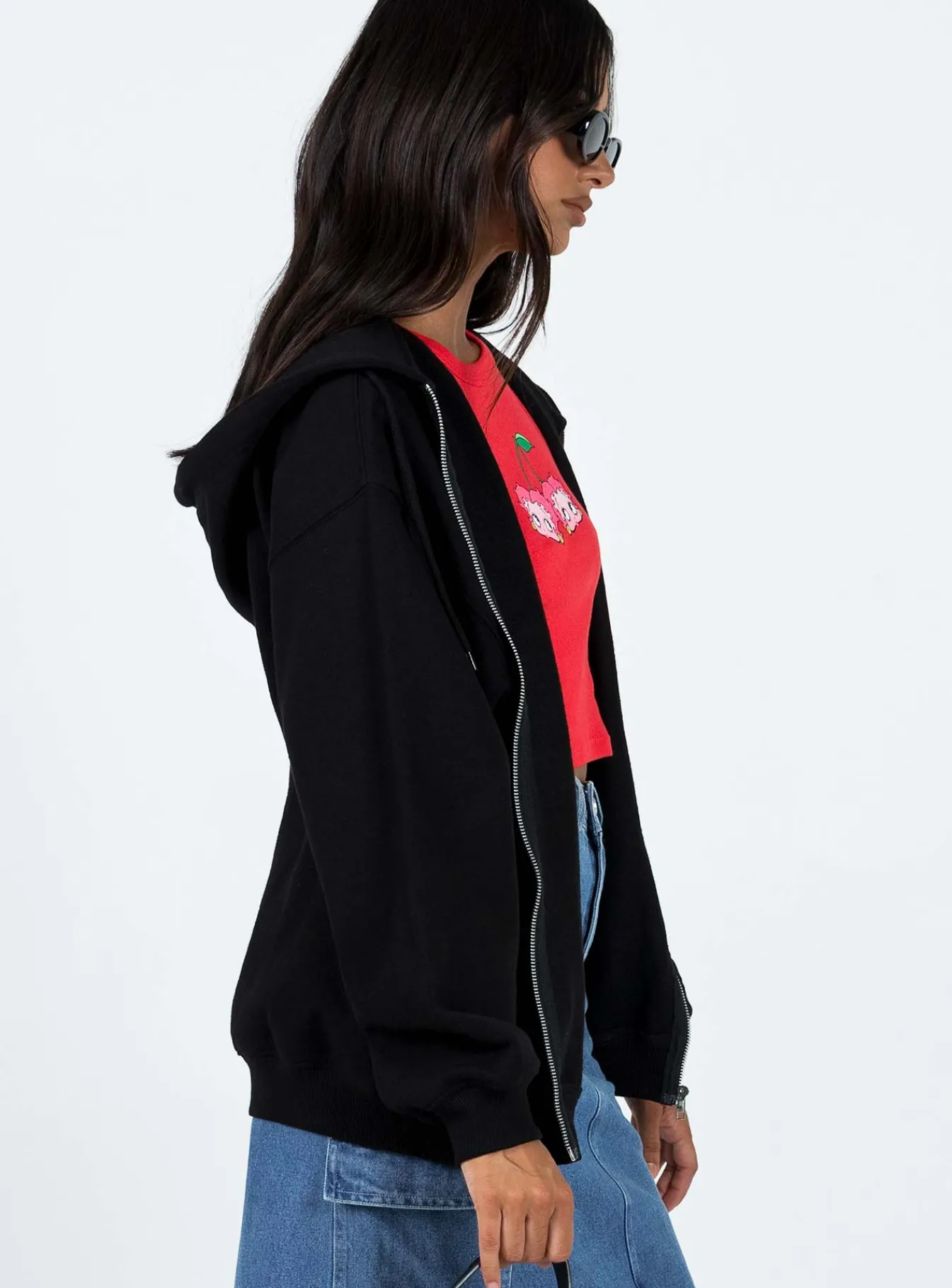 Princess Polly Calder Zip Hoodie Black Best