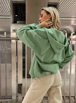 Princess Polly Calder Zip Hoodie  Green Best Sale