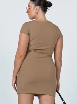 Princess Polly Caleb Mini Dress  Brown Cheap