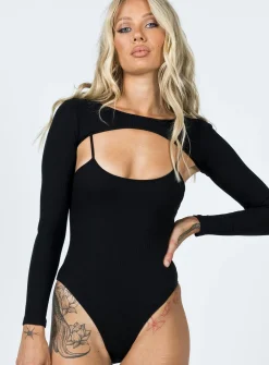 Princess Polly Calla Long Sleeve Bodysuit Black Discount